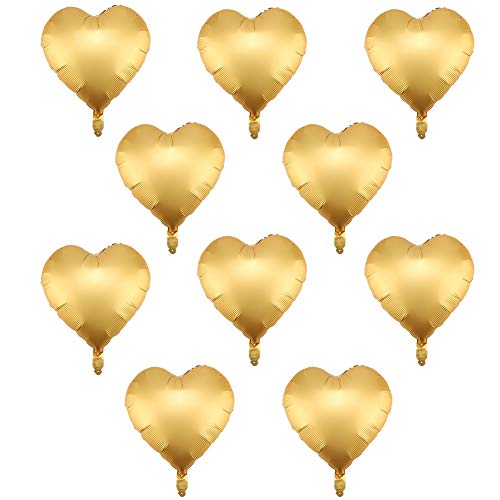 XHTLLO 10 Stück 18 mehrfarbige herzförmige Latexballons, Partydekoration für Hochzeiten, Jubiläen, Geburtstage, Weihnachten (Gold) von XHTLLO