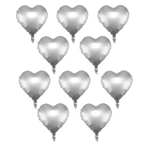 XHTLLO 10 Stück 18 mehrfarbige herzförmige Latexballons, Partydekoration für Hochzeiten, Jubiläen, Geburtstage, Weihnachten (Silver) von XHTLLO