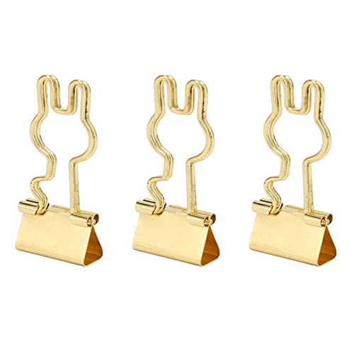 XHTLLO 100 Stück Binder-Clips, Goldene Hasen-Binder-Clips, Niedliche Kleine Büroklammern, Metall-Multifunktions-Langschwanz-Binder-Clip, Starke Klemm-Binder-Clips, Für Dokumente, Taschen von XHTLLO