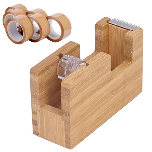 XHTLLO Desktop-Klebebandabroller-Halter, Holz-Schreibtisch-Klebebandabroller, Kleberollen-Briefpapier-Werkzeug für Büro-Schreibtisch von XHTLLO