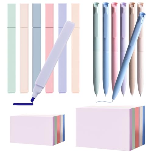 XHYASD Textmarker Pastell Set, 6 Textmarker Pastell, 6 Art Gelstifte, 800 Stück Haftnotizen, für Back to School Aesthetic Bible Markers Book Annotations School Supplies Bürobedarf von XHYASD