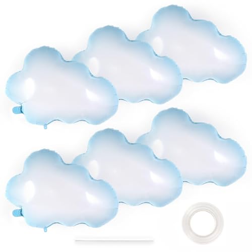 Wolkenförmige Luftballons, 6 Stück Wolke Luftballon, Wolke Ballons, Wolken Deko Folienballon, Wolkenförmige Aluminium Folienballo, Für Cloud Party Baby Shower Decorations Supplies von XIAGAW