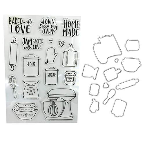 Transparente Silikonstempel und Stanzform für Küchenutensilien, Cartoon-Form, Vorlage, Kartenherstellung, Papierzubehör von XIAHIOPT