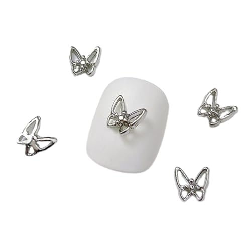 XIAHIOPT 10 Stück 3D-Legierung Schmetterling Nagel Charms Metallic Schmetterling Charms Diamanten Schmetterling Nail Art Strass Schmetterlinge von XIAHIOPT