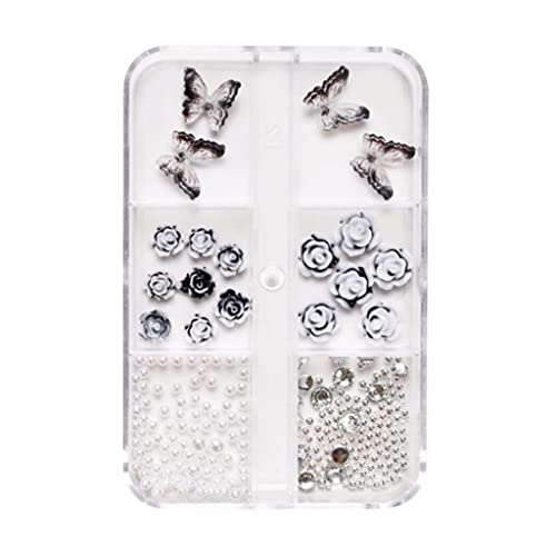 XIAHIOPT 3D-Acryl-Nagelkunst-Dekorationen, Nagelanhänger, Nagelkunst, Zubehör, Nagelglitzer, gemischte Farben, Blume, Kamelie, Nagelkunst-Sets von XIAHIOPT