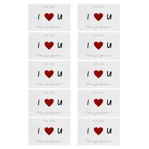 XIAHIOPT Valentinstagskarte mit Herz-Design, mit Umschlag für Ehefrau, Ehemann, Valentinstag, Hochzeit, Geburtstag, Jahrestag, 10 Stück von XIAHIOPT
