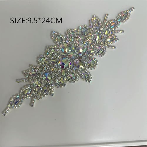 XIANGKANXUE 1 STK Silber Strass Applikation Blumen Patches Aufbügeln/Aufnähen auf Hochzeitskleid Accessoires Für Kleidung Dekoration von XIANGKANXUE