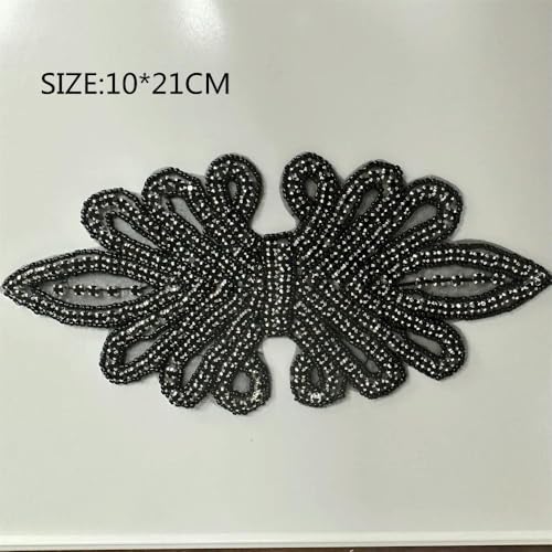 XIANGKANXUE 1 STK Silber Strass Applikation Blumen Patches Aufbügeln/Aufnähen auf Hochzeitskleid Accessoires Für Kleidung Dekoration von XIANGKANXUE