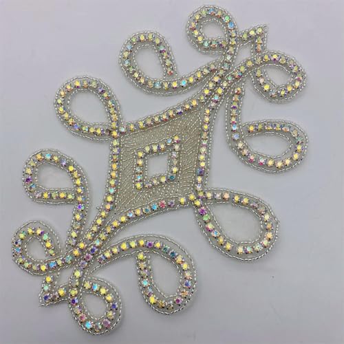 XIANGKANXUE 1 STK Silber Strass Applikation Blumen Patches Aufbügeln/Aufnähen auf Hochzeitskleid Accessoires Für Kleidung Dekoration von XIANGKANXUE