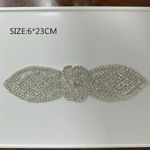 XIANGKANXUE 1 STK Silber Strass Applikation Blumen Patches Aufbügeln/Aufnähen auf Hochzeitskleid Accessoires Für Kleidung Dekoration von XIANGKANXUE