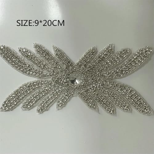 XIANGKANXUE 1 STK Silber Strass Applikation Blumen Patches Aufbügeln/Aufnähen auf Hochzeitskleid Accessoires Für Kleidung Dekoration von XIANGKANXUE