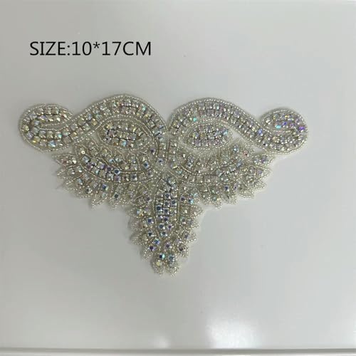 XIANGKANXUE 1 STK Silber Strass Applikation Blumen Patches Aufbügeln/Aufnähen auf Hochzeitskleid Accessoires Für Kleidung Dekoration von XIANGKANXUE