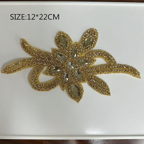 XIANGKANXUE 1 STK Silber Strass Applikation Blumen Patches Aufbügeln/Aufnähen auf Hochzeitskleid Accessoires Für Kleidung Dekoration von XIANGKANXUE