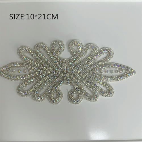 XIANGKANXUE 1 STK Silber Strass Applikation Blumen Patches Aufbügeln/Aufnähen auf Hochzeitskleid Accessoires Für Kleidung Dekoration von XIANGKANXUE