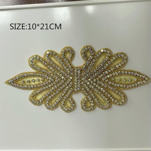 XIANGKANXUE 1 STK Silber Strass Applikation Blumen Patches Aufbügeln/Aufnähen auf Hochzeitskleid Accessoires Für Kleidung Dekoration von XIANGKANXUE