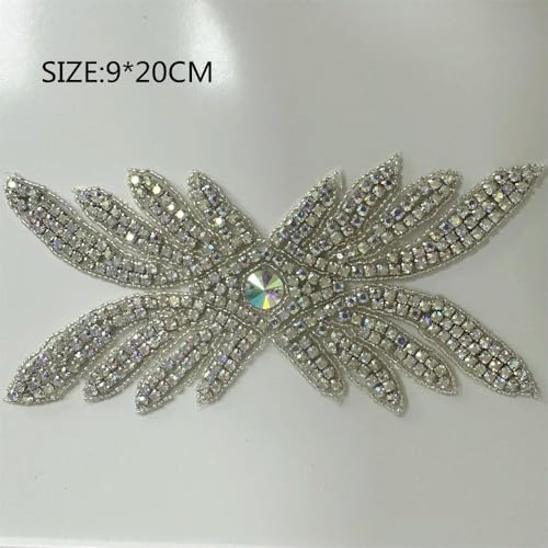 XIANGKANXUE 1 STK Silber Strass Applikation Blumen Patches Aufbügeln/Aufnähen auf Hochzeitskleid Accessoires Für Kleidung Dekoration von XIANGKANXUE