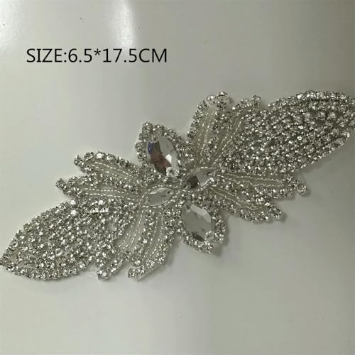 XIANGKANXUE 1 STK Silber Strass Applikation Blumen Patches Aufbügeln/Aufnähen auf Hochzeitskleid Accessoires Für Kleidung Dekoration von XIANGKANXUE