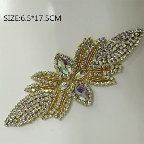 XIANGKANXUE 1 STK Silber Strass Applikation Blumen Patches Aufbügeln/Aufnähen auf Hochzeitskleid Accessoires Für Kleidung Dekoration von XIANGKANXUE