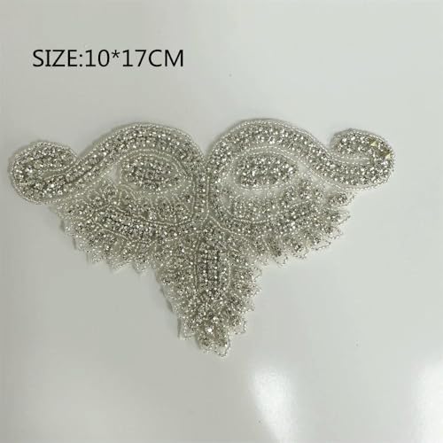 XIANGKANXUE 1 STK Silber Strass Applikation Blumen Patches Aufbügeln/Aufnähen auf Hochzeitskleid Accessoires Für Kleidung Dekoration von XIANGKANXUE