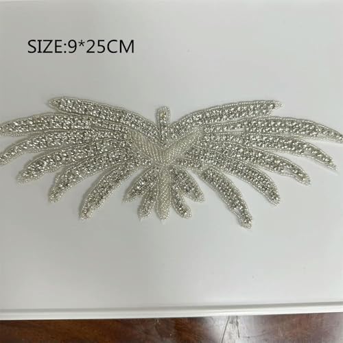 XIANGKANXUE 1 STK Silber Strass Applikation Blumen Patches Aufbügeln/Aufnähen auf Hochzeitskleid Accessoires Für Kleidung Dekoration von XIANGKANXUE