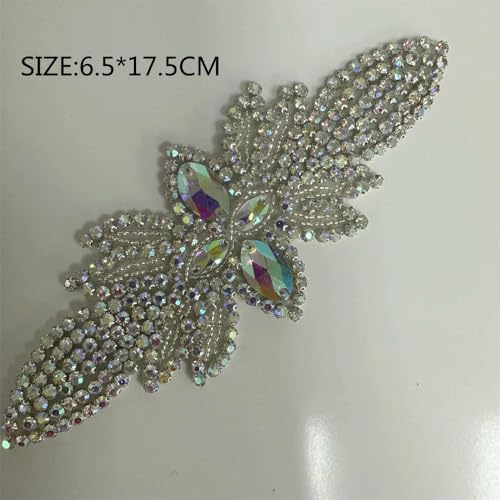 XIANGKANXUE 1 STK Silber Strass Applikation Blumen Patches Aufbügeln/Aufnähen auf Hochzeitskleid Accessoires Für Kleidung Dekoration von XIANGKANXUE