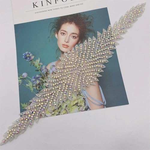 XIANGKANXUE 1 STK Silber Strass Applikation Blumen Patches Aufbügeln/Aufnähen auf Hochzeitskleid Accessoires Für Kleidung Dekoration von XIANGKANXUE