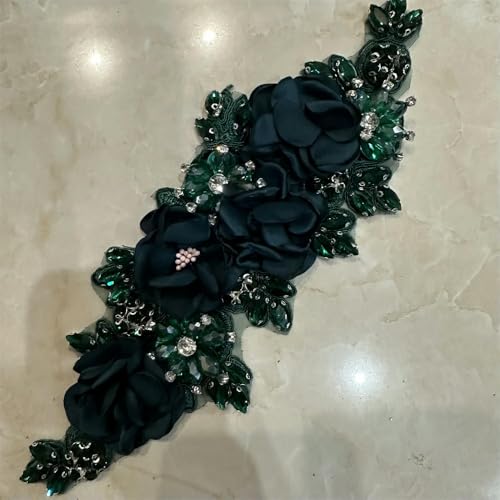 XIANGKANXUE 2 Stück handgemachte 3D Blumen aufnähen Applikation Stickerei Strass Patch für Hochzeitskleid von XIANGKANXUE