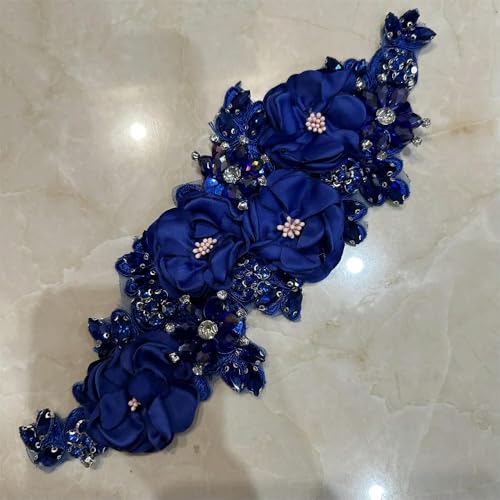 XIANGKANXUE 2 Stück handgemachte 3D Blumen aufnähen Applikation Stickerei Strass Patch für Hochzeitskleid von XIANGKANXUE