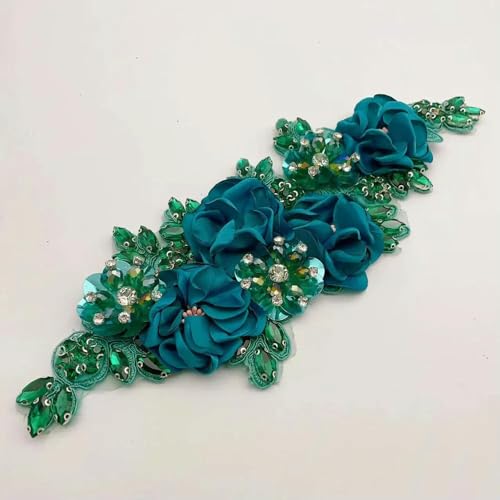 XIANGKANXUE 2 Stück handgemachte 3D Blumen aufnähen Applikation Stickerei Strass Patch für Hochzeitskleid von XIANGKANXUE