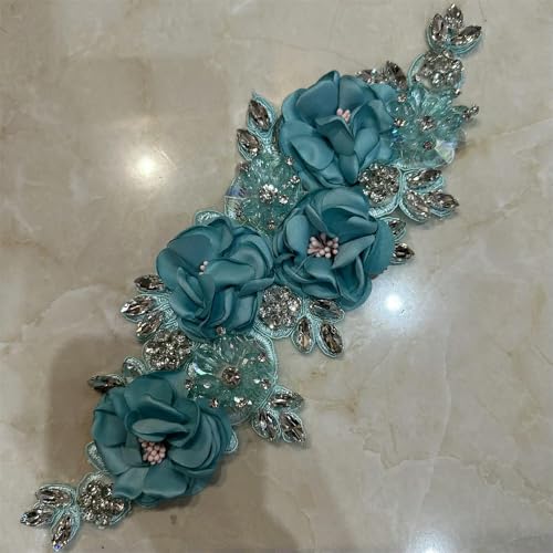 XIANGKANXUE 2 Stück handgemachte 3D Blumen aufnähen Applikation Stickerei Strass Patch für Hochzeitskleid von XIANGKANXUE