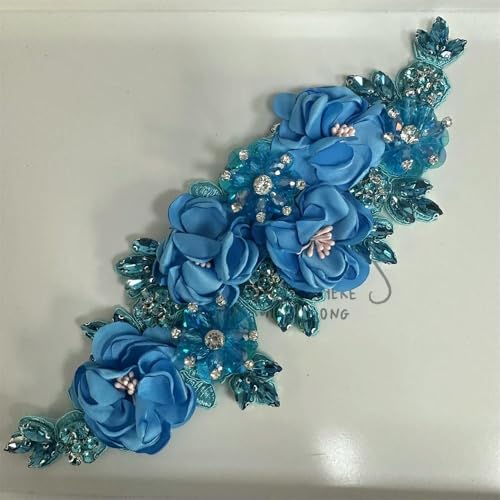 XIANGKANXUE 2 Stück handgemachte 3D Blumen aufnähen Applikation Stickerei Strass Patch für Hochzeitskleid von XIANGKANXUE