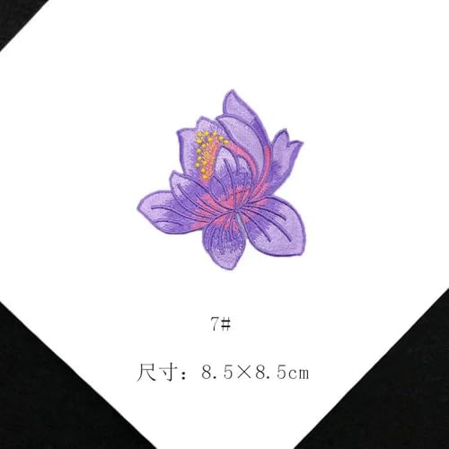 XIANGKANXUE 8,5 cm/Lotusblumen Applikation Patches Thermocollant,Stoffblumen Stickerei Bügelbild Sticker für Kleidung,Kleid,Cheongsam von XIANGKANXUE