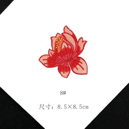 XIANGKANXUE 8,5 cm/Lotusblumen Applikation Patches Thermocollant,Stoffblumen Stickerei Bügelbild Sticker für Kleidung,Kleid,Cheongsam von XIANGKANXUE