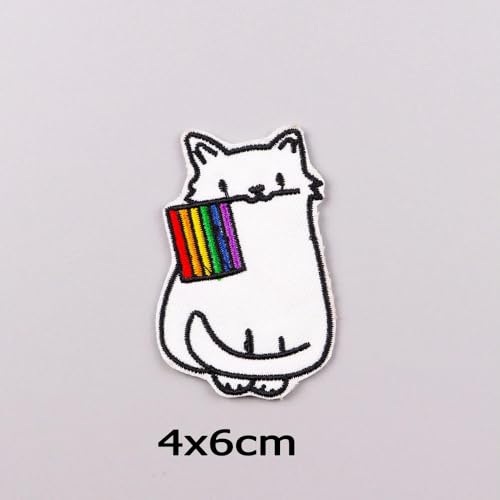 XIANGKANXUE Cartoon Regenbogen Katze Gestickte Patches auf Kleidung DIY Tier Applikation Kleidung Thermoadhesive Patches Für Kleidung Aufkleber von XIANGKANXUE