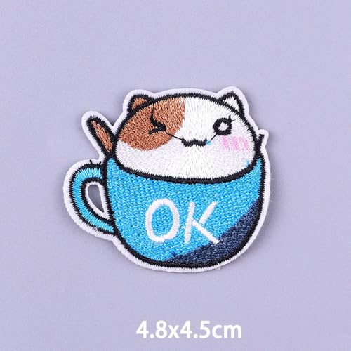 XIANGKANXUE Cartoon Regenbogen Katze Gestickte Patches auf Kleidung DIY Tier Applikation Kleidung Thermoadhesive Patches Für Kleidung Aufkleber von XIANGKANXUE