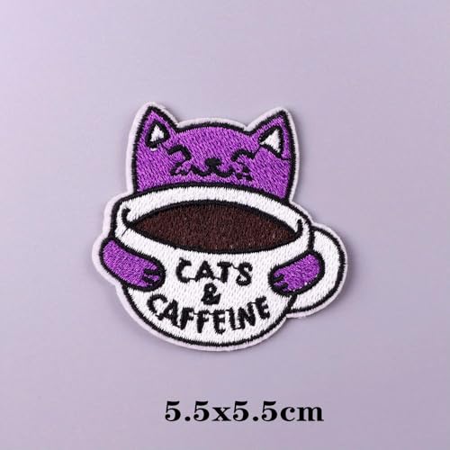 XIANGKANXUE Cartoon Regenbogen Katze Gestickte Patches auf Kleidung DIY Tier Applikation Kleidung Thermoadhesive Patches Für Kleidung Aufkleber von XIANGKANXUE