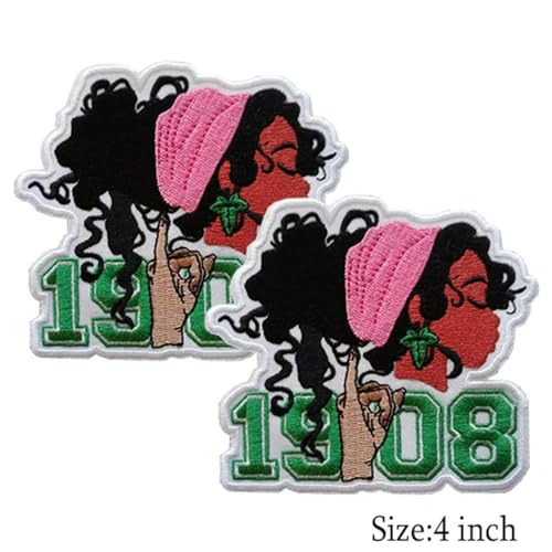 XIANGKANXUE Stickaufnäher zum Aufbügeln für Soror Girls, Alpha Kappa Alpha Sorority, Pink & Grün AKA, Pretty Girl, SkeeWee, Ivy Leaf von XIANGKANXUE