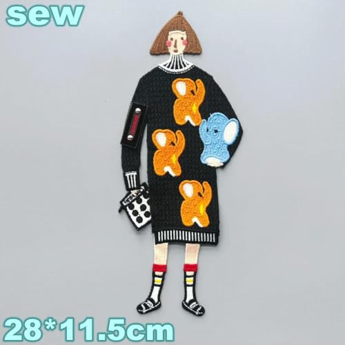 XIANGKANXUE Stickerei Mode Frau Abzeichen, Mädchen Patch, Charakter Cartoon Mädchen Applikationen Frauen Patches für Kleidung DIY Zubehör von XIANGKANXUE