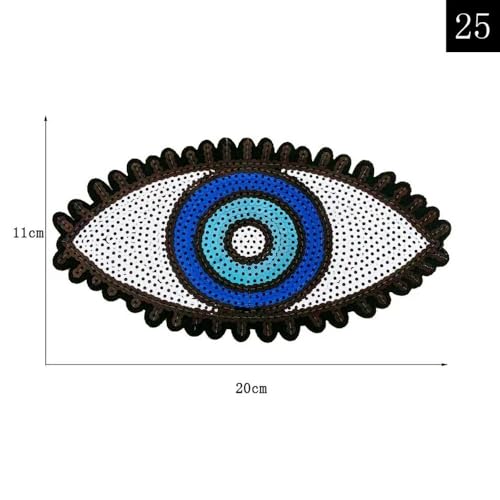 XIANGKANXUE Stickflicken mit bösem Blick, modische Pailletten-Applikationen, DIY-Nähzubehör, Bügelbilder, Punk-Dekorationsflicken für Kleidung von XIANGKANXUE