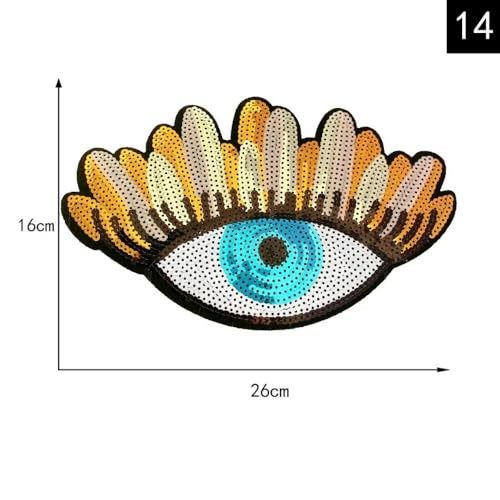 XIANGKANXUE Stickflicken mit bösem Blick, modische Pailletten-Applikationen, DIY-Nähzubehör, Bügelbilder, Punk-Dekorationsflicken für Kleidung von XIANGKANXUE