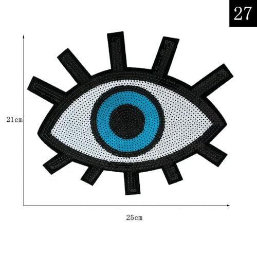 XIANGKANXUE Stickflicken mit bösem Blick, modische Pailletten-Applikationen, DIY-Nähzubehör, Bügelbilder, Punk-Dekorationsflicken für Kleidung von XIANGKANXUE