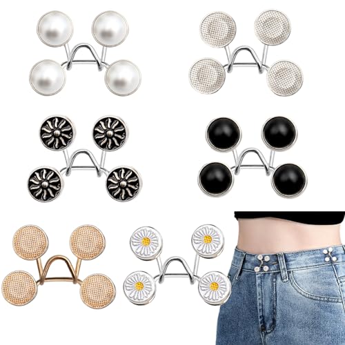 6 Sets Verstellbare Hose Enger Machen Clip, 6 Stile Hosen Enger Machen Clip, Abnehmbare Nagelfreie Hosenknopf zum Enger Machen, Knöpfe Hosen Enger Machen für Verschiedene Arten Von Jeans von XIANGLONGY