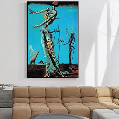 Salvador Dali Die brennende Giraffe Leinwand Gemälde Wandkunst Surrealismus Berühmte Gemälde Reproduktion Druck Poster Dekor 60x90cm Rahmenlos von XIANGMAN