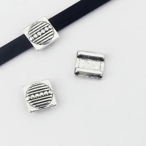 10 Stück quadratische Abstandsperlen, 10 x 2 mm Loch, für die Herstellung flacher Lederband-Halsketten, Armbänder, Schmuckherstellung-Peace Planet von XIANGN