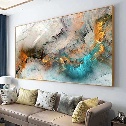 Abstrakte Malerei Bunte Wolken Denken Sie unabhängig Wandbild auf Leinwand für Wohnzimmer Moderne Kunst Poster und Drucke 85x150cm(33x59in) Innenrahmen von XIANGPEIFBH