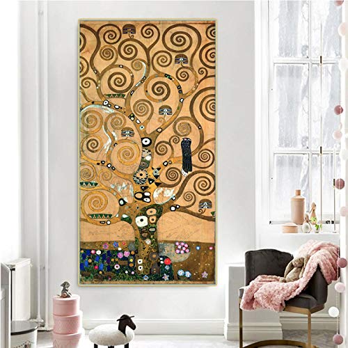 《Baum des Lebens》von Gustav Klimt Leinwand Kunst Ölgemälde Druck auf Leinwand Berühmte Kunst Poster Bild Wand Innendekoration 50x105cm (20x41in) Mit Rahmen von XIANGPEIFBH