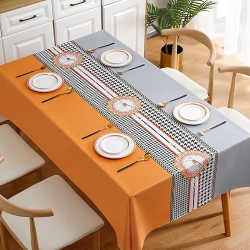 Abwischbare Tischdecken PVC-Tischdecken - Rechteckige Vintage-Muster Easy Wipe Vinyl-Tischdecken (Orange, 80 * 120) von XIANGUO