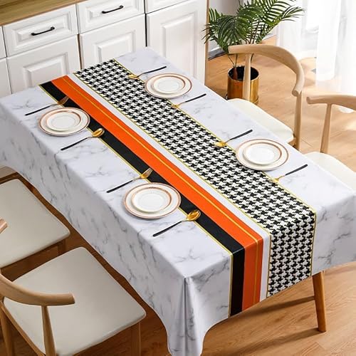 Abwischbare rechteckige Tischdecke, PVC-Kunststoff, schmutzabweisend, wasserdicht, geeignet für Küche, Dinnerparty, Picknick, Party im Freien (Marmor, 140 * 220) von XIANGUO