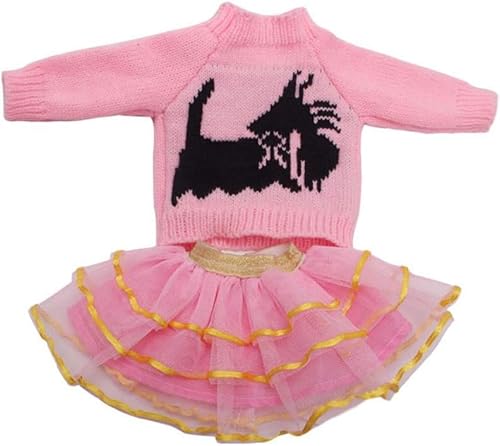 XIANMY Puppenkleidung Strickpullover Spitzenrock Minirock Kleid Set Outfits für 46 cm Mädchen Puppen Kleidung Dress Up Kostüm Zubehör von XIANMY