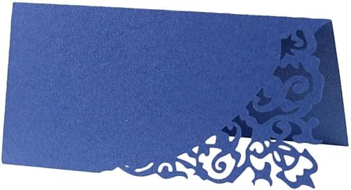 XIANMY Tischkarte, Blumenranke, gemustert, Zeltkarte, gefaltete Tischdekoration, Sitzkarte für Hochzeit, Party, Dekoration, Blau, 50 Stück von XIANMY